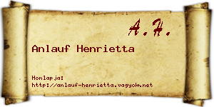 Anlauf Henrietta névjegykártya